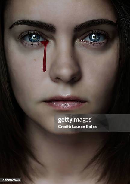 tear of blood - eyes crying stock pictures, royalty-free photos & images