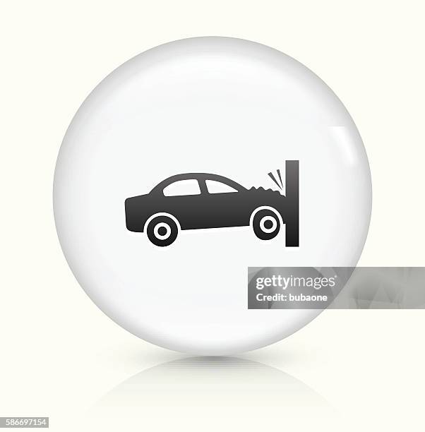 car crash icon on white round vector button - car crash wall stock illustrations