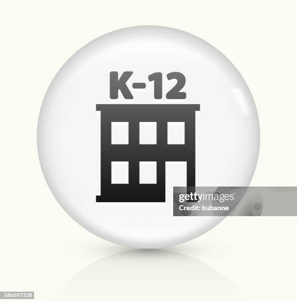 k-12 school icon on white round vector button - junior high stock illustrations