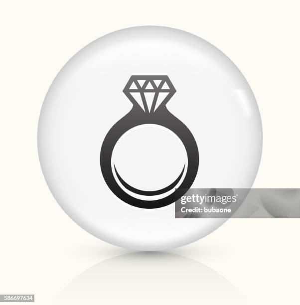 engagement ring icon on white round vector button - diamond solitaire stock illustrations