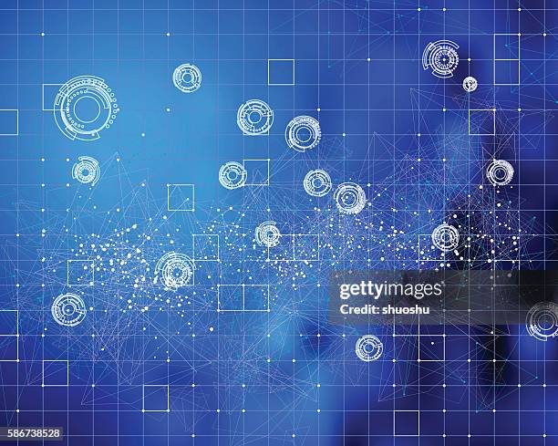 abstract blue technology touch screen background - rectangle button stock illustrations