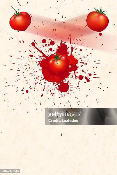 la tomatina background [flying the tomatos] - throwing tomatoes stock illustrations