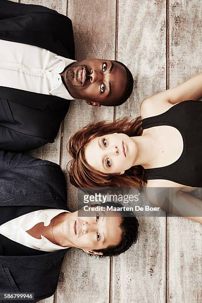 Will Yun Lee, Lizzie Brochere and David Ajala from USA's 'Falling Water' poses for a portrait at the 2016 Summer TCA Getty Images Portrait Studio at...