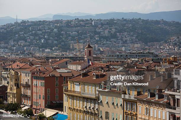 General view the Nice skyline on August 4, 2016 in Nice, France. Security along the French Riviera and across France has been stepped up following...