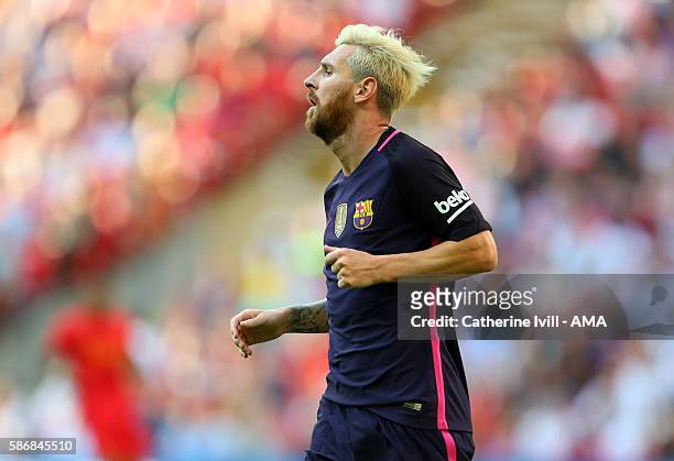 Lionel Messi of FC Barcelona during the International Champions Cup 2016 match between Liverpool and Barcelona at Wembley Stadium on August 6, 2016...