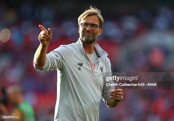 Jurgen Klopp manager of Liverpool during the International Champions Cup 2016 match between Liverpool and Barcelona at Wembley Stadium on August 6,...