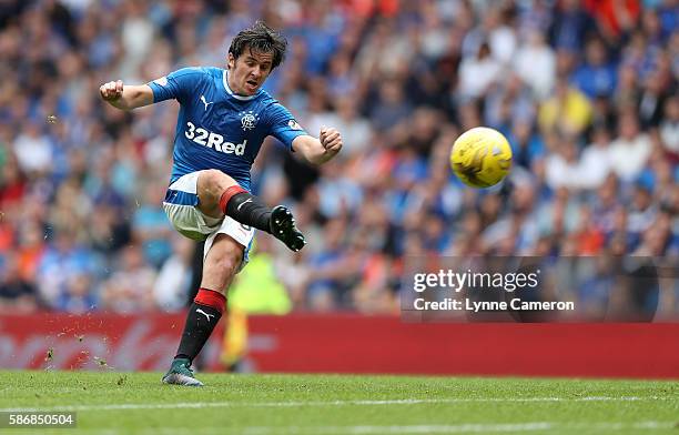 Joey Barton of Rangers during the Ladbrokes Scottish Premiership match between Rangers and Hamilton Academical at Ibrox Stadium on August 6, 2016 in...