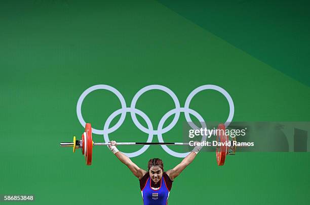 Sopita Tanasan of Thailand competes in the Women's 48kg Group A Final on Day 1 of the Rio 2016 Olympic Games at Riocentro - Pavilion 2 on August 6,...