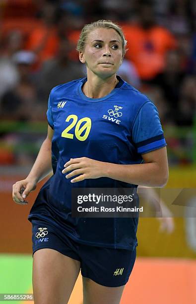 Isabelle Gullden of Sweden during the Sweden v Argentina Women's Handball match on Day 1 of the Rio 2016 Olympic Games at Future Arena on August 6,...