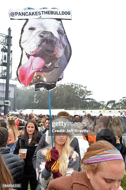 Festival goers are seen in the Polo Field during the 2016 Outside Lands Music And Arts Festival at Golden Gate Park on August 6, 2016 in San...