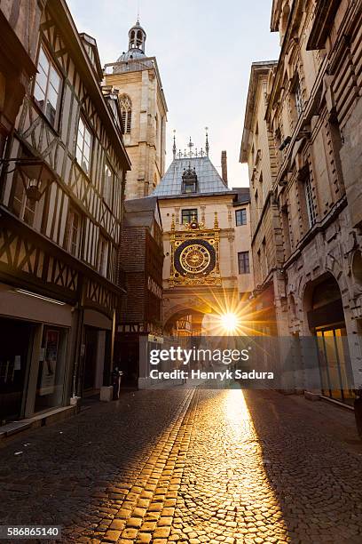 the great clock in rouen - rouen france stock pictures, royalty-free photos & images