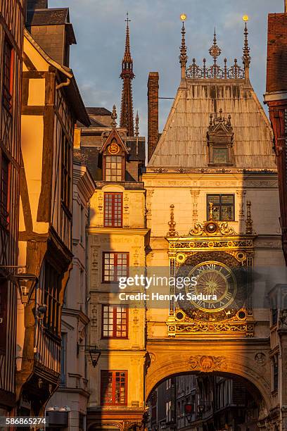 the great clock in rouen - rouen france stock pictures, royalty-free photos & images