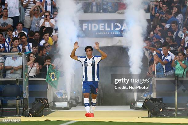 Porto's Portuguese midfielder Joao Carlos Teixeira during the Official Presentation of the FC Porto Team 2016/17 match between FC Porto and...