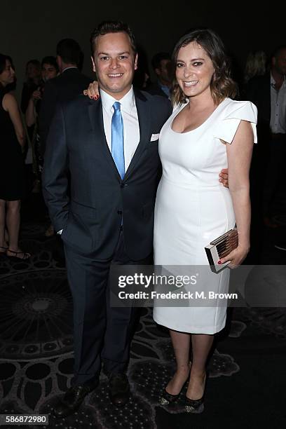 Dan Gregor and actress Rachel Bloom attend the 32nd annual Television Critics Association Awards during the 2016 Television Critics Association...