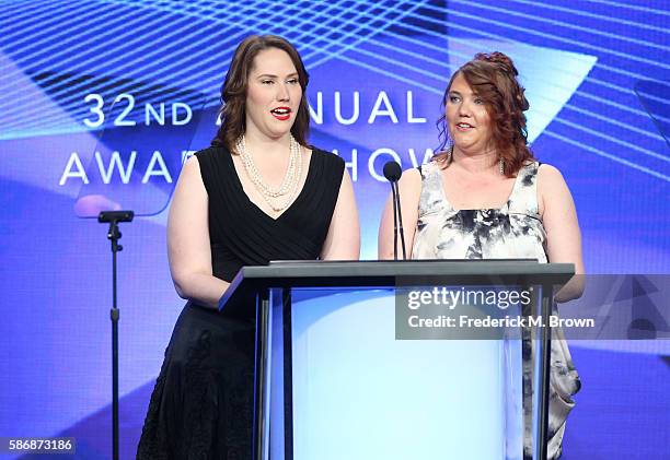 Gwen Reyes and Liz Shannon Miller speak onstage at the 32nd annual Television Critics Association Awards during the 2016 Television Critics...