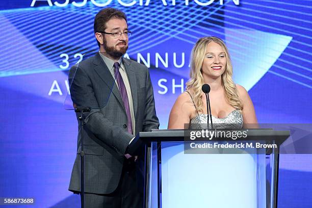 Vice President Daniel Fienberg and TCA President Amber Dowling speak onstage at the 32nd annual Television Critics Association Awards during the 2016...