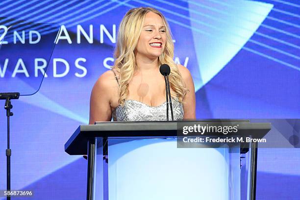 President Amber Dowling speaks onstage at the 32nd annual Television Critics Association Awards during the 2016 Television Critics Association Summer...