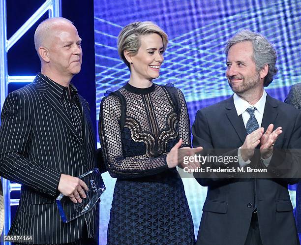 Executive producer/director Ryan Murphy, actress Sarah Paulson and series creator Scott Alexander accept the award for 'Program of the Year' for "The...