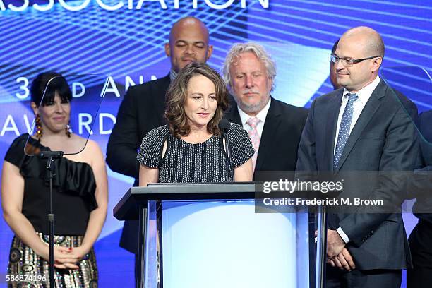 Executive producer Nina Jacobson accepts the award for 'Program of the Year' for "The People v. O.J. Simpson: American Crime Story" onstage at the...