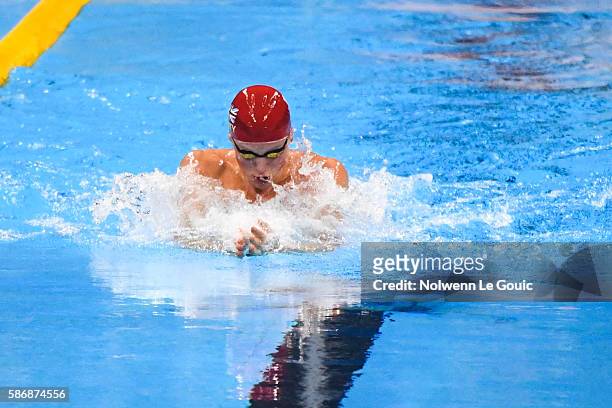 Adam Peaty of Great Britain competes in the semi final of the Men's100m Breaststroke on Day 1 of the Rio 2016 Olympic Games at the Olympic Aquatics...