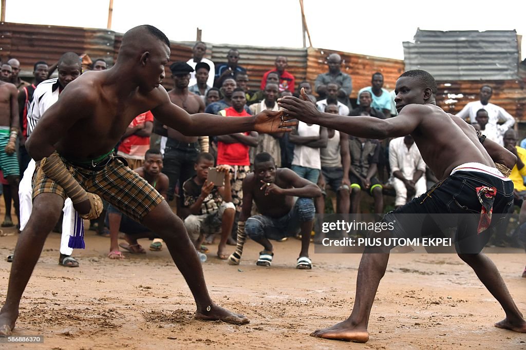 African Boxing Ropes Dambe boxers fight with one hand neatly wrapped with cloth and... News ...