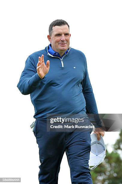 Anthony Wall of England reacts to the crowds applause after winning in the final match on day four of the Aberdeen Asset Management Paul Lawrie...