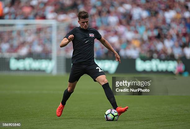 West Ham United's Sam Byram in action during todays match during Betway Cup match between West Ham United and Juventus at The London Stadium, Queen...