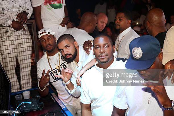 Grafh, Drake, and DJ Self attend the Summer 16 After Party at The Space on August 6, 2016 in New York City.