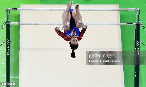 Seda Tutkhalian of Russia competes on the uneven bars during Women's qualification for Artistic Gymnastics on Day 2 of the Rio 2016 Olympic Games at...