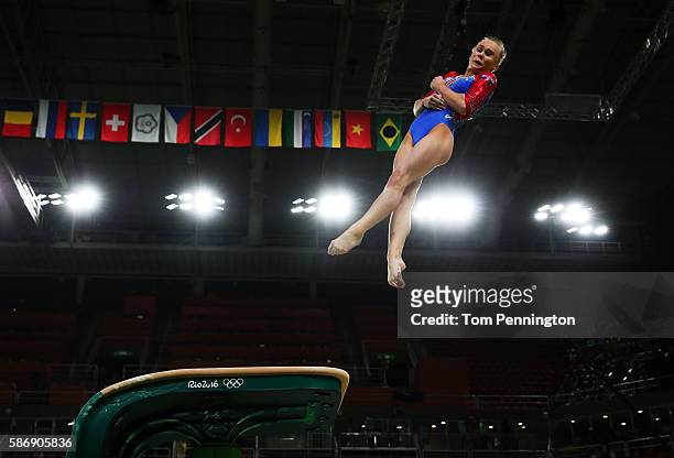 Angelina Melnikova of Russia competes on the vault during Women's qualification for Artistic Gymnastics on Day 2 of the Rio 2016 Olympic Games at the...