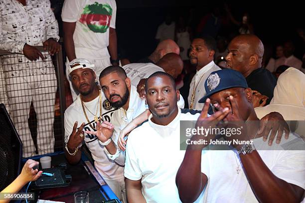 Grafh, Drake, and DJ Self attend the Summer 16 After Party at The Space on August 6, 2016 in New York City.