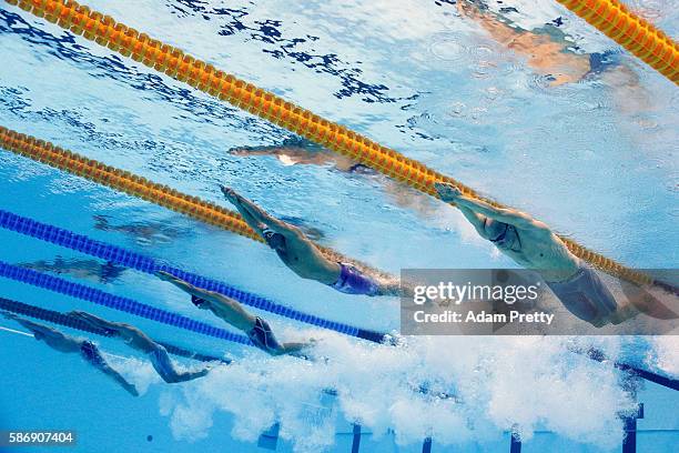 Nikita Lobintsev of Russia, Welson Sim of Malaysia, Andrea D'Arrigo of Italy and Federico Grabich of Argentina compete in the Men's 200m Freestyle...