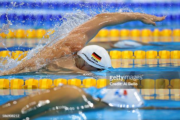 Paul Biedermann of Germany competes in the Men's 200m Freestyle heat on Day 2 of the Rio 2016 Olympic Games at the Olympic Aquatics Stadium on August...