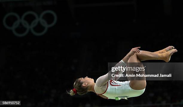 Giulia Steingruber of Switzerland in action on the balance beam during Women's qualification for Artistic Gymnastics on Day 2 of the Rio 2016 Olympic...