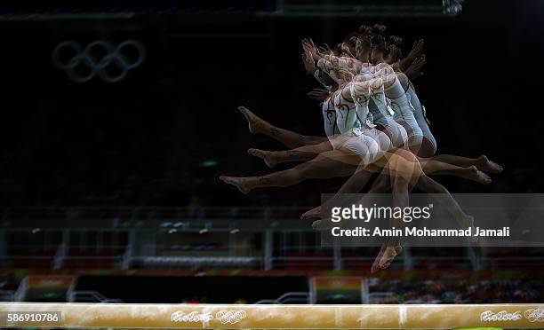 Giulia Steingruber of Switzerland in action on the balance beam during Women's qualification for Artistic Gymnastics on Day 2 of the Rio 2016 Olympic...