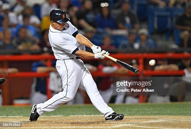 Third basemen Brandon Inge of the Kansas Stars doubles against the Colorado Xpress in the sixth inning during the NBC World Series on August 6, 2016...
