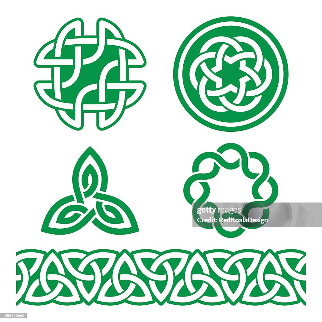 Irish Header Patterns Celtic Irish Green Patterns And Knots High-Res Vector Graphic - Getty ...