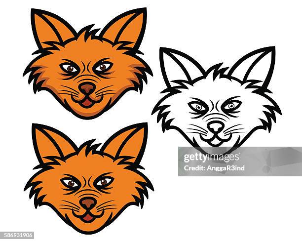 fox head cartoon - whiskers r we stock illustrations