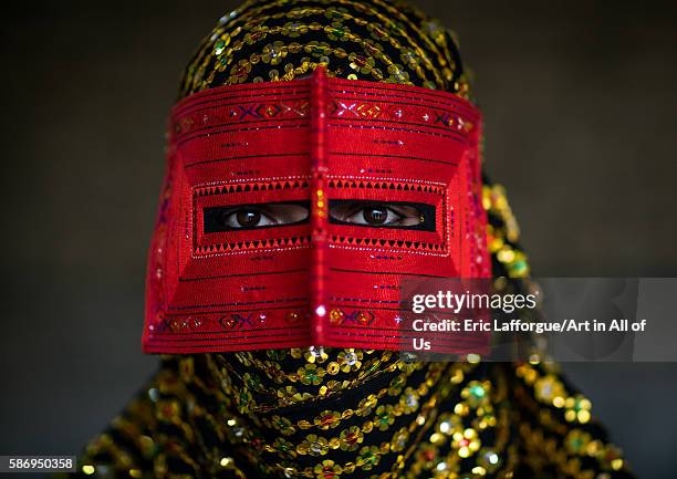 Abandari woman wearing a traditional mask called the burqa, hormozgan, minab, Iran on December 31, 2015 in Minab, Iran.