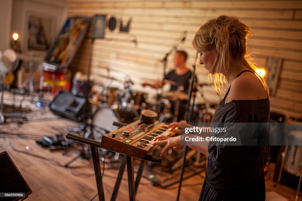 Icelandic Rock band rehearsing