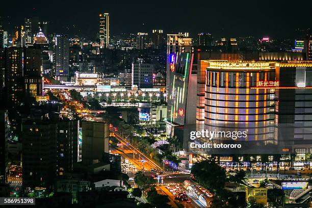 taichung (台中) city nightscape at 7th re-planning district (七期重劃區) in taichung (台中) taiwan (台湾) - 台湾 stock pictures, royalty-free photos & images