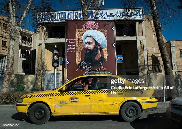 Sheikh nimr al-nimr propaganda billboard in the street after his execution by saudi arabia, isfahan province, isfahan, Iran on January 5, 2016 in...