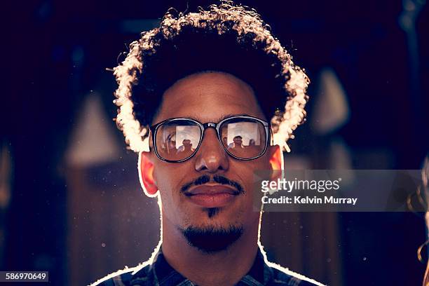 a young mixed race creative male professional - goatee stockfoto's en -beelden