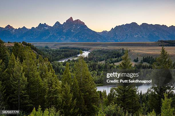 snake river overlook at sunset - grand teton national park sunset stock pictures, royalty-free photos & images