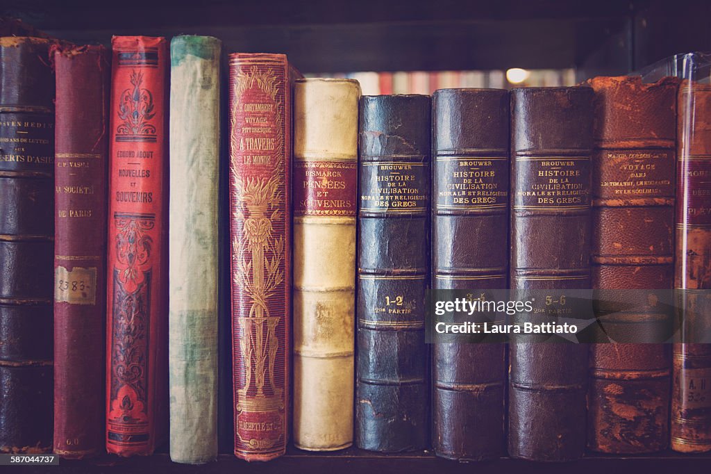 Old books in a library