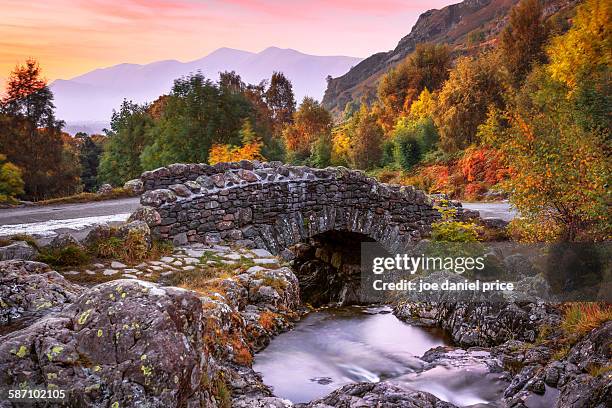 ashness bridge, watendlath, keswick, lake district - england river landscape stock pictures, royalty-free photos & images