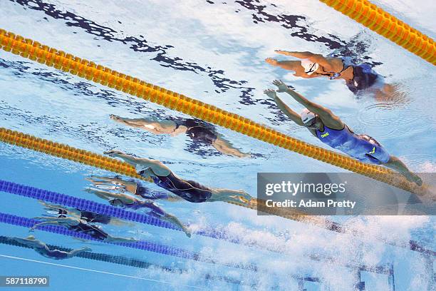 Tamsin Cook of Australia, Lauren Boyle of New Zealand, Boglarka Kapas of Hungary, Katie Ledecky of the United States and Sharon van Rouwendaal of the...