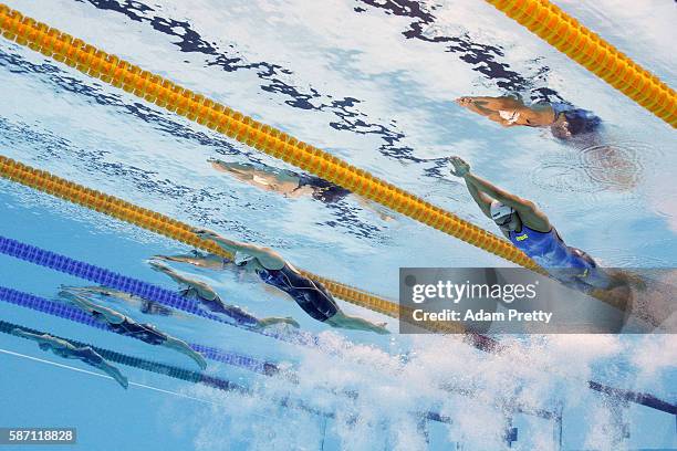 Tamsin Cook of Australia, Lauren Boyle of New Zealand, Boglarka Kapas of Hungary, Katie Ledecky of the United States and Sharon van Rouwendaal of the...