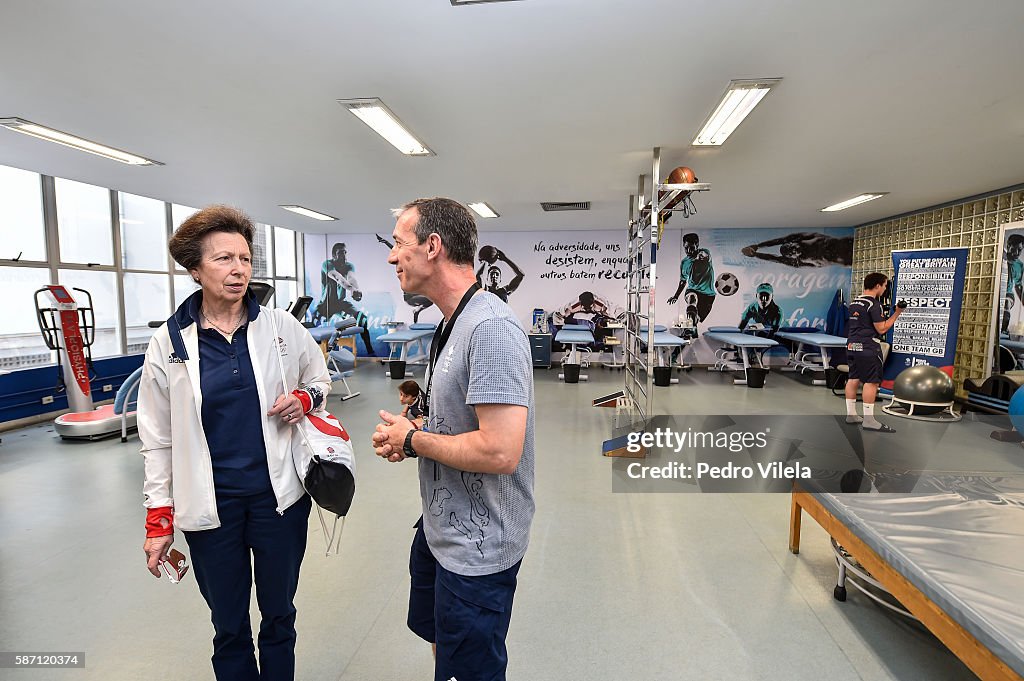 HRH Princess Anne Visits Team GB Preparation Camp on August 7, 2016 in Belo Horizonte, Brazil...