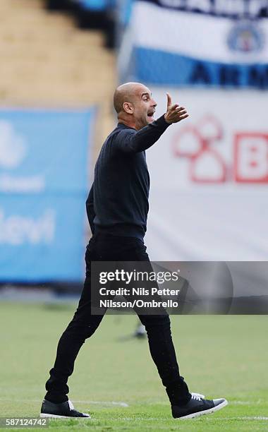 Pep Guardiola, head coach of Manchester City during the Pre-Season Friendly between Arsenal and Manchester City at Ullevi on August 7, 2016 in...